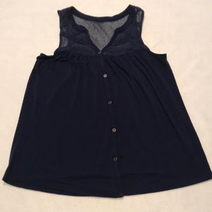 Maurices, Navy blue tank, netting at top, medium